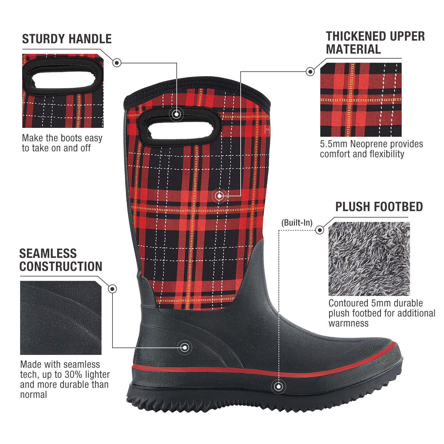Red Women's Mid-Calf Barn Boots for XSX16WCP image 3