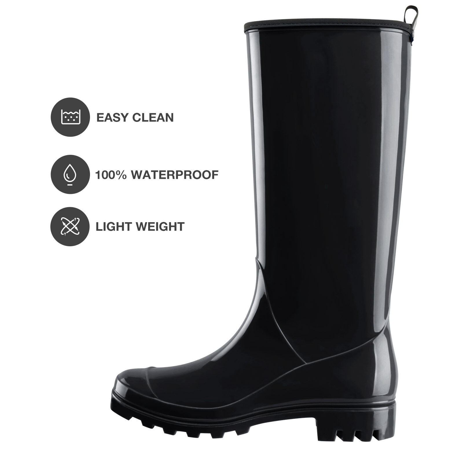 Black Women's Knee High Rain boots for XSX25WCP image 3