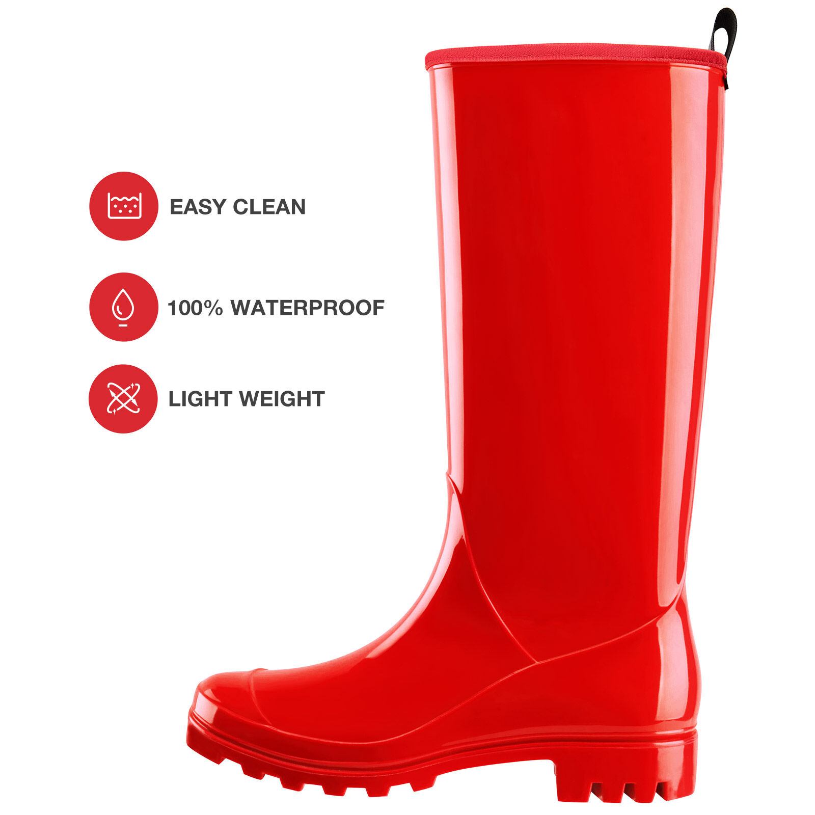 Red Women's Knee High Rain boots | HISEA