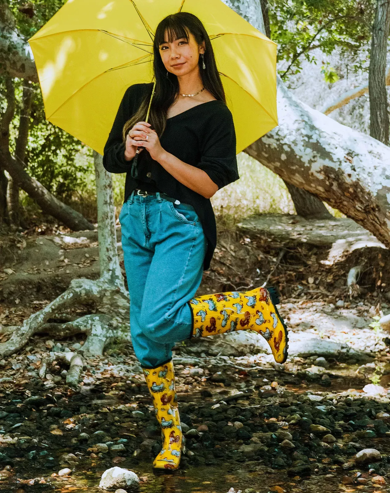 Yellow Women's Knee High Rain boots for XSX25WCP image 6