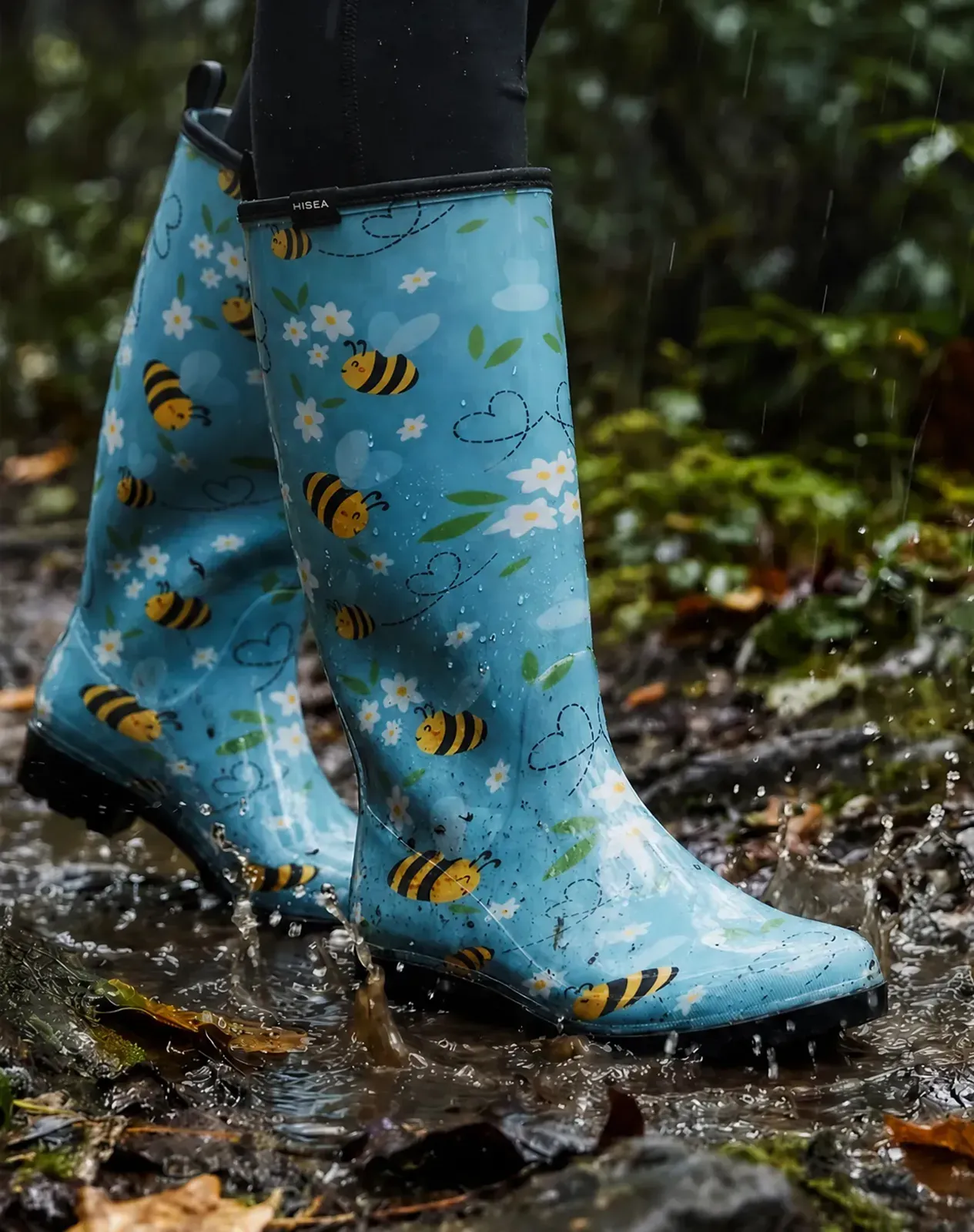 Printed 3 Women's Knee High Rain Boots for XSX25WCP image 6
