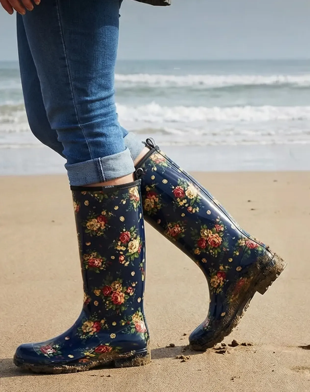 Navy Women's Knee High Rain Boots for XSX25WCP image 6