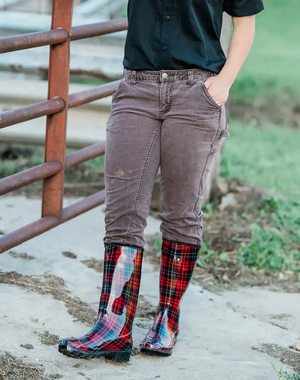 Red Women's Knee High Rain Boots for XSX25WCP image 6