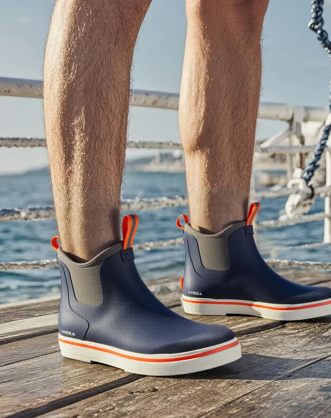 Navy Men's Ankle Deck Boots for XSX32CP image 6