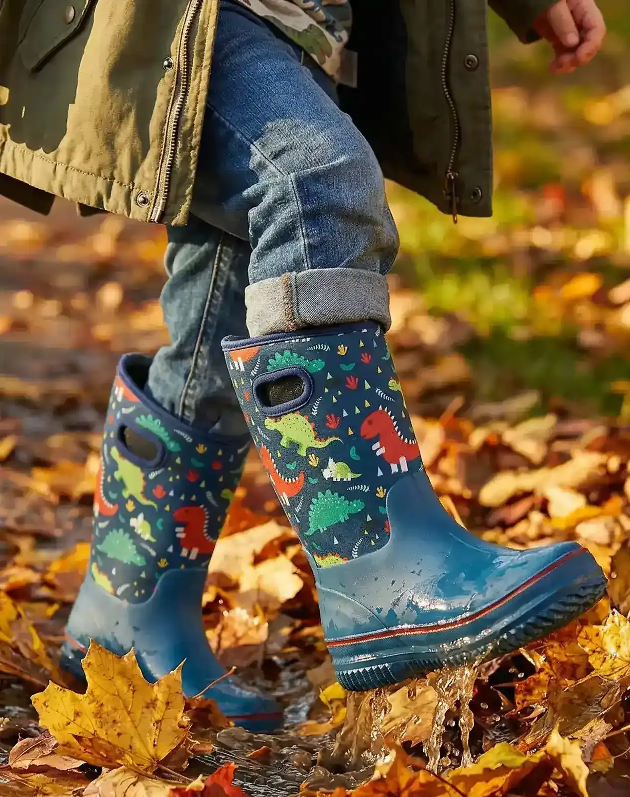 Stone washed blue Kids' Seamless Neoprene Rain Boots for XSX42KCP image 7
