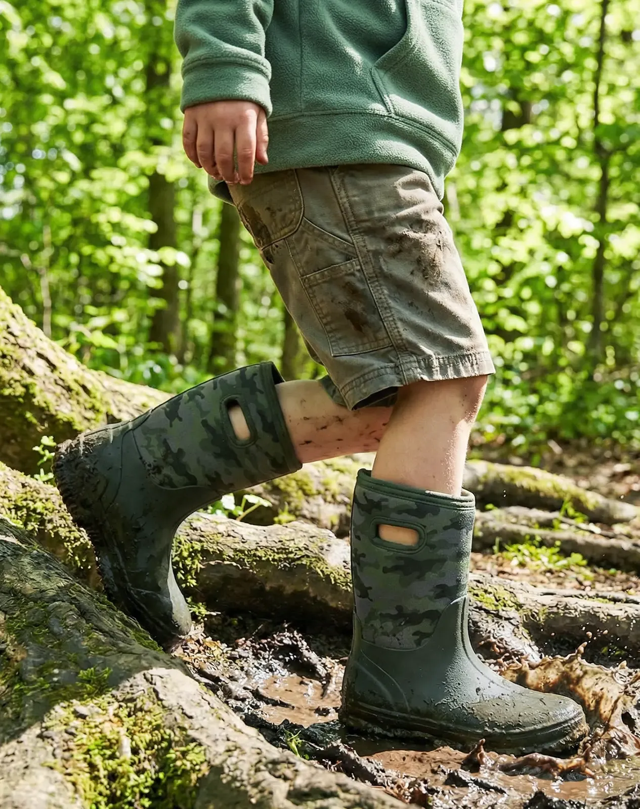 Green Kids' Seamless Neoprene Rain Boots for XSX42KCP image 6