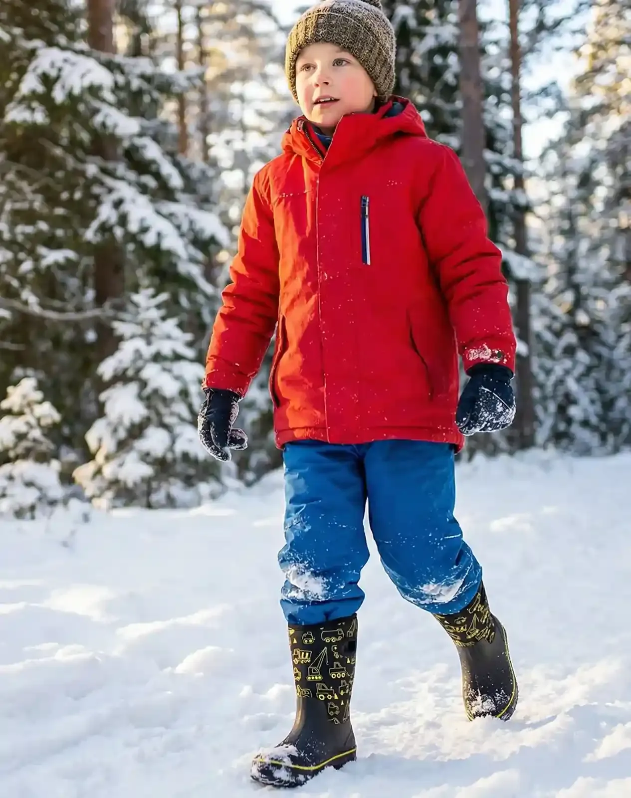 Yellow Kids' Seamless Neoprene Rain Boots for XSX42KCP image 7