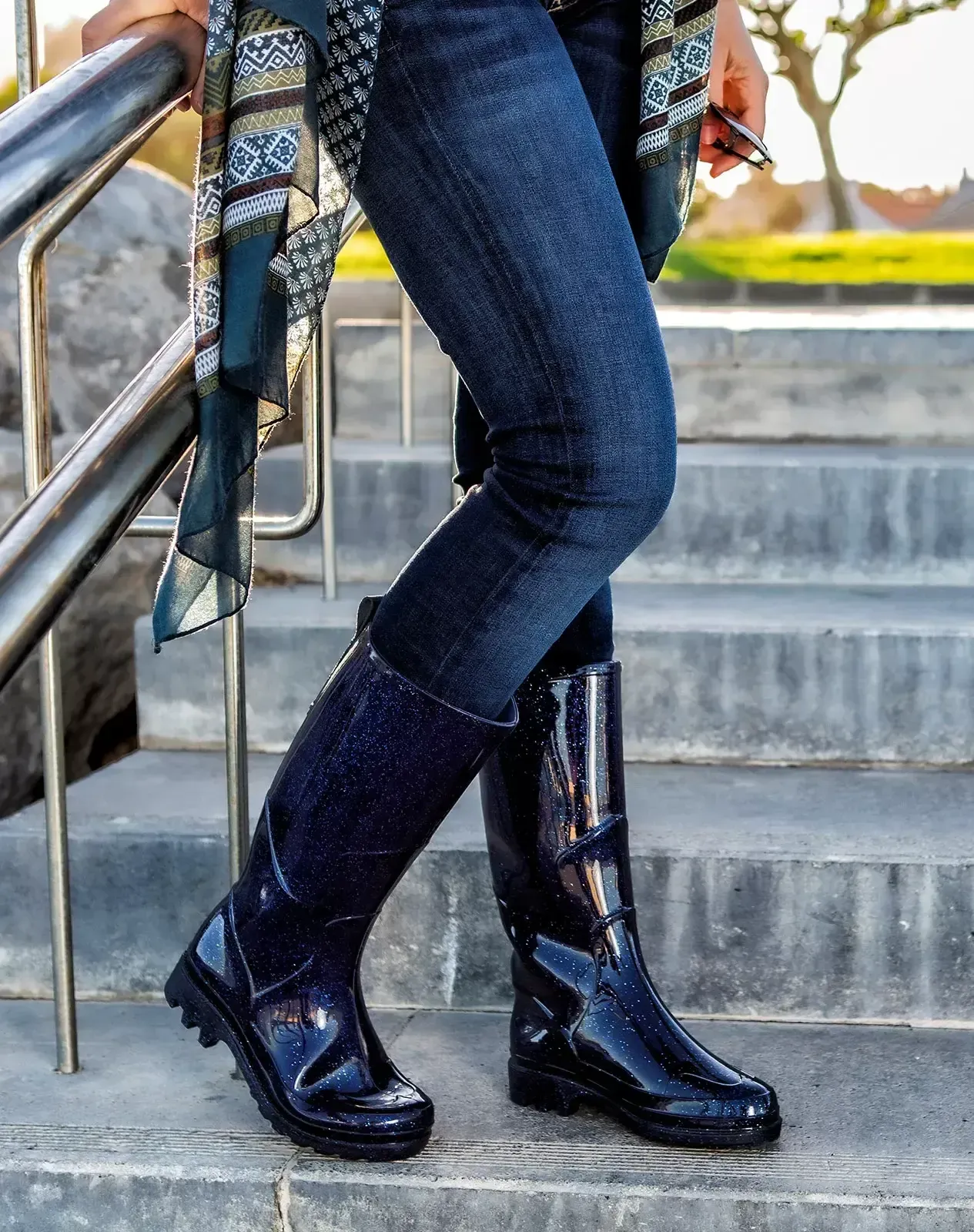 Blue Women's PVC Knee-High Rain Boots for XSX45WCP image 6