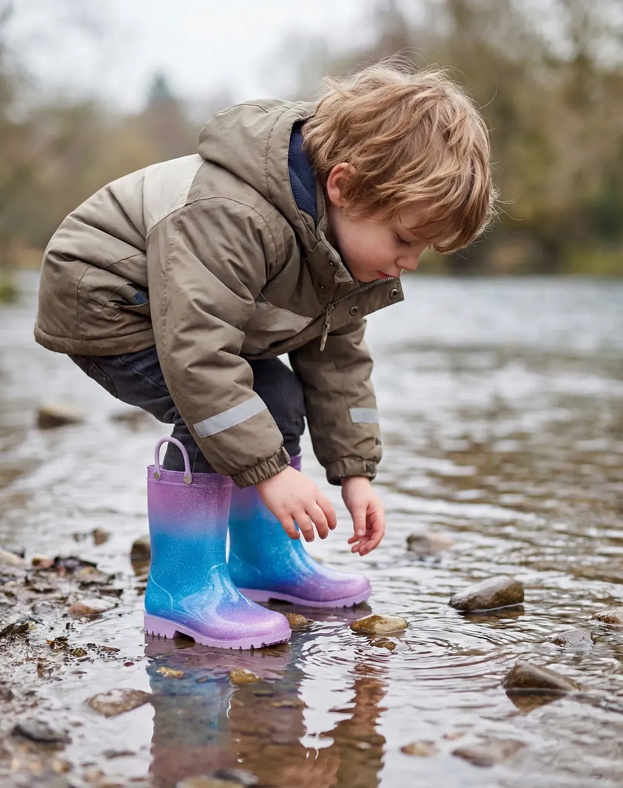 Rainbow Toddler Kids' Lightweight PVC Rain Boots for XSX48KCP image 6