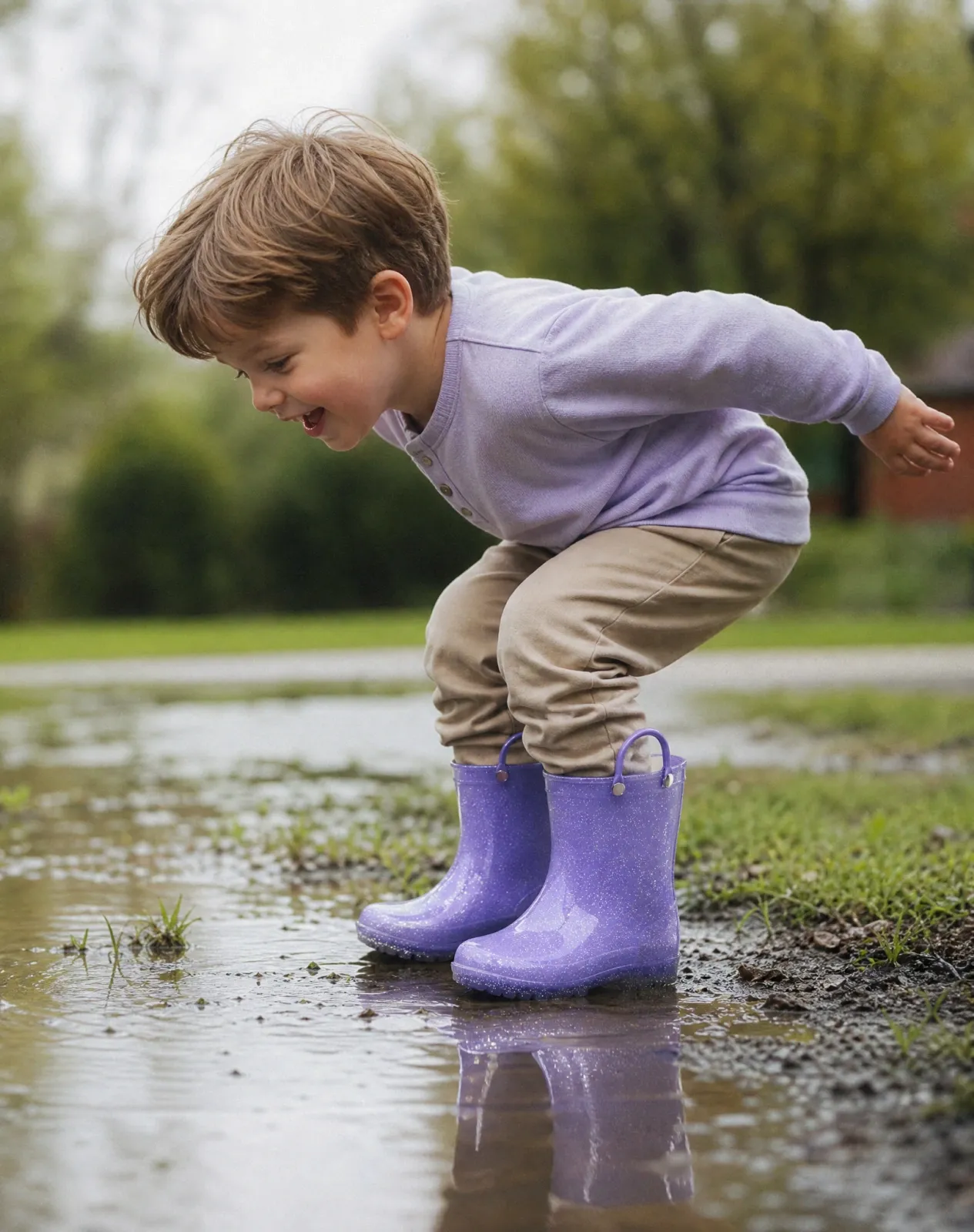 Purple 1 Toddler Kids Lightweight PVC Rain Boots for XSX48KCP image 6