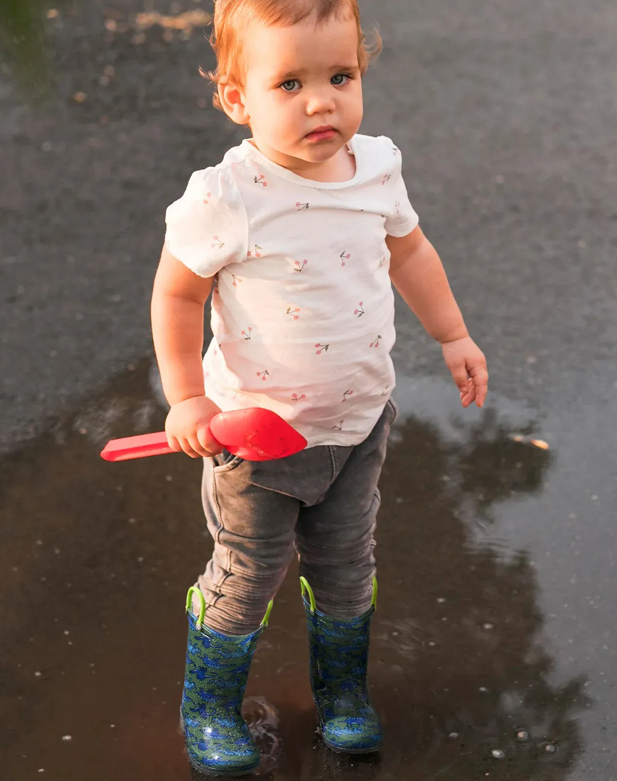 Green Kids' Galactic Glow Light-Up Rain Boots for XSX49KCP image 6