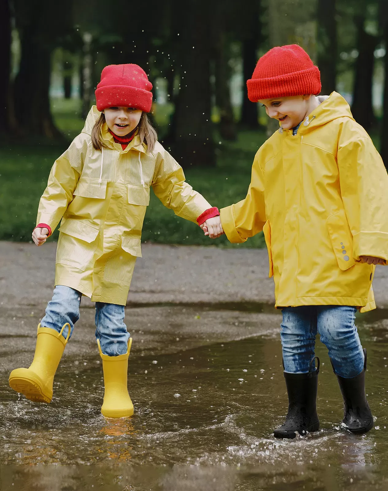 Black Kid's U-handle Rubber Rain Boots for XSX50KCP image 6