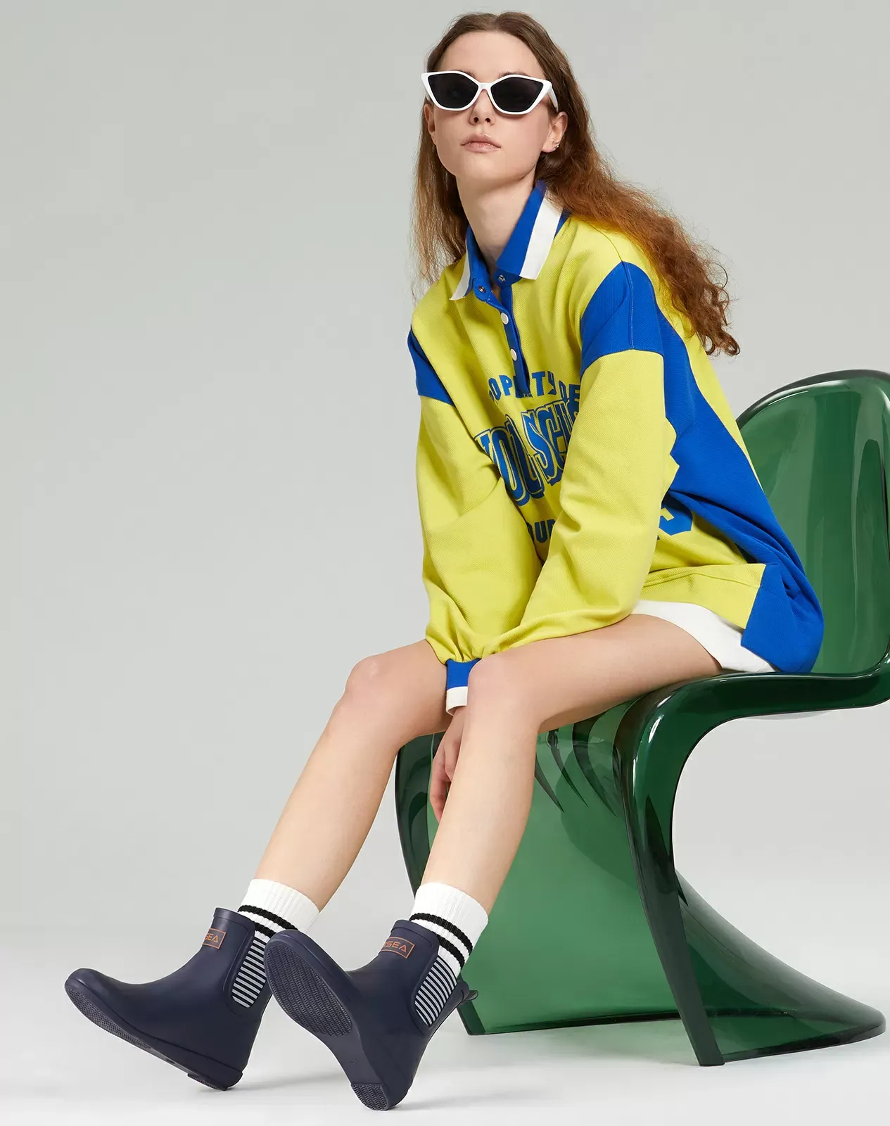 Navy Women's Stylish Ankle Rain Boots for XSX68WCP image 6