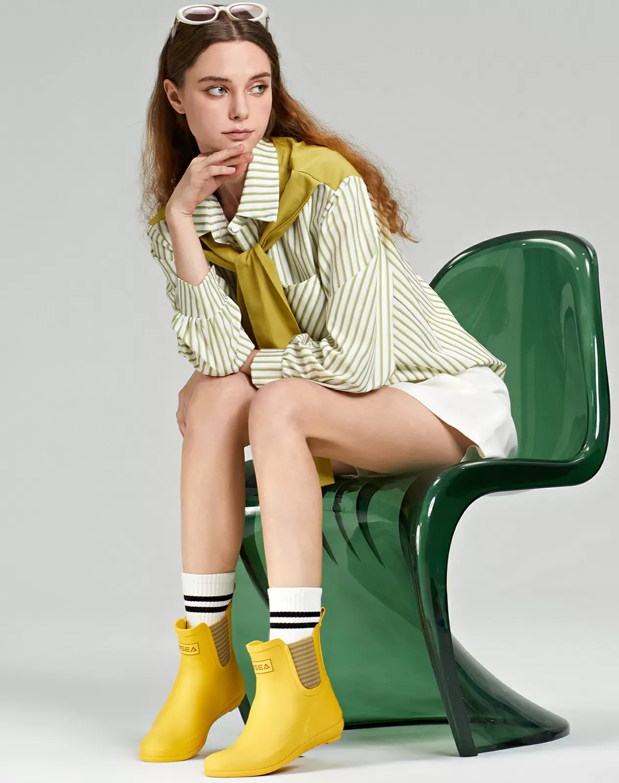 Yellow Women's Stylish Ankle Rain Boots for XSX68WCP image 6