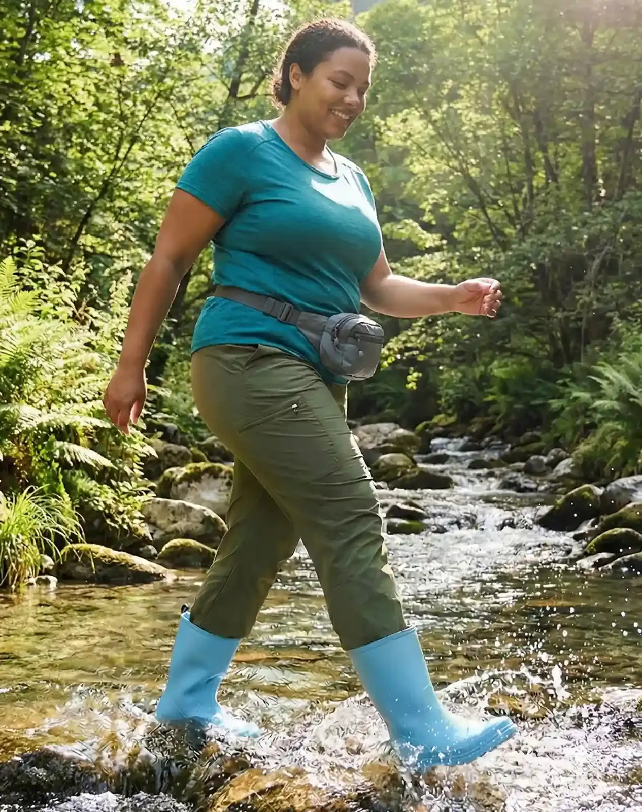 Blue Women's Non-slip Mid-Calf Rain Boots for XSX74WCP image 6