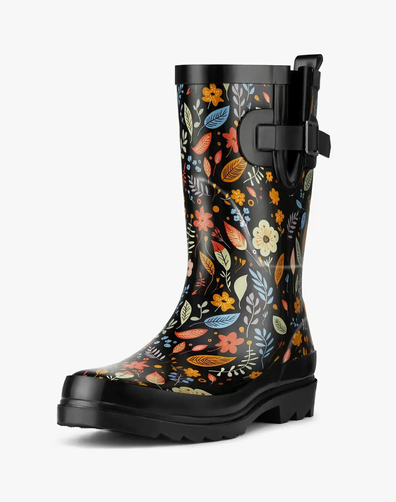 Printed 1 Women's Adjustable Buckle Rain Boots for XSX84WCP image 2