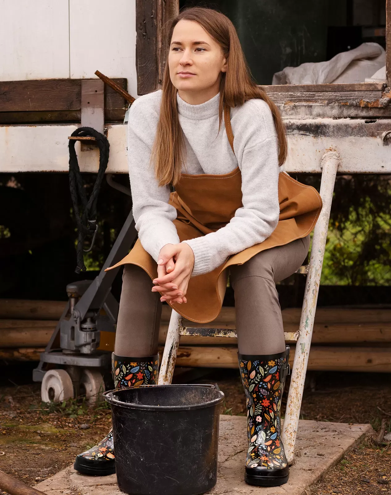 Printed 1 Women's Adjustable Buckle Rain Boots for XSX84WCP image 6