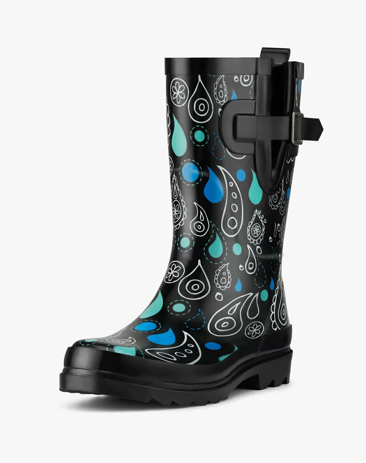 Blue Women's Adjustable Buckle Rain Boots for XSX84WCP image 2