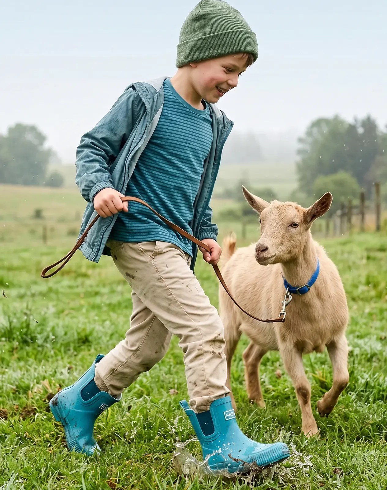 Blue Kids' Chelsea Rubber Rain Boots | HISEA