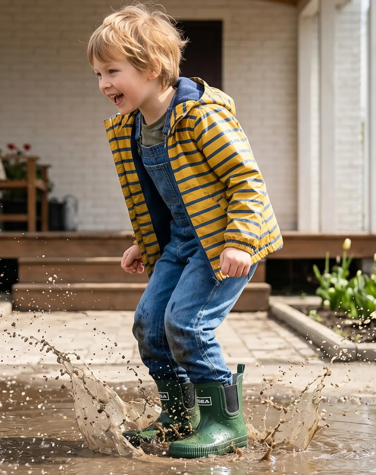 Green Kids' Chelsea Rubber Rain Boots for XSX85KCP image 6