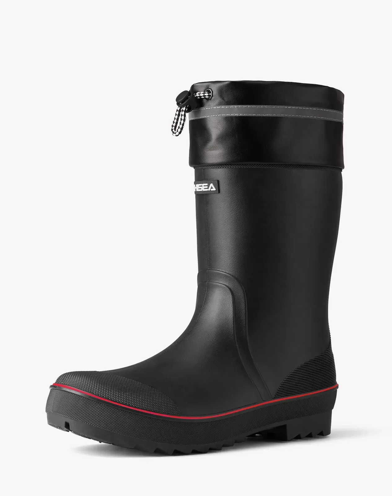 Red Men's Rubber Mid Calf Rain Boots with Adjustable Closure for XSX90CP image 2