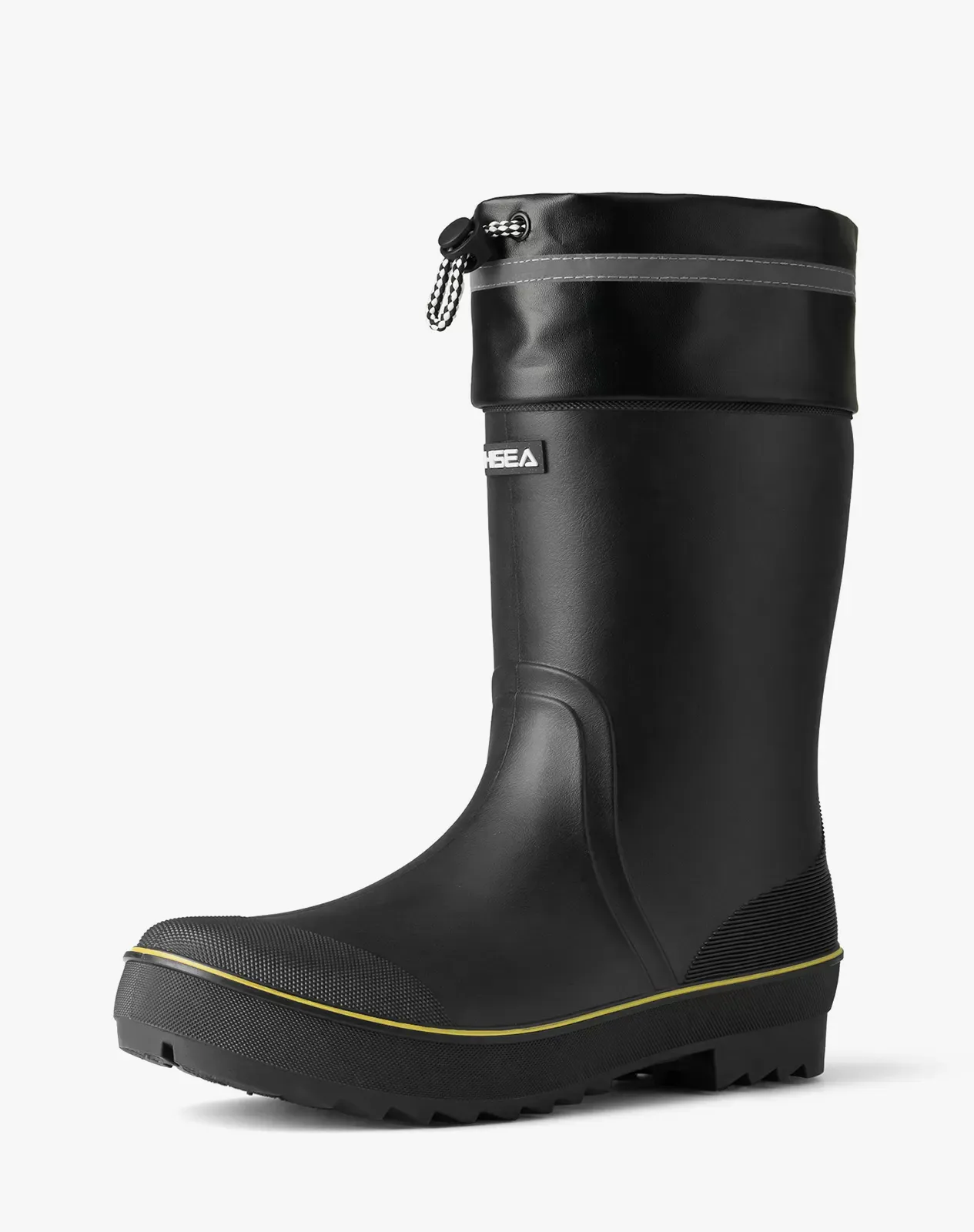 Yellow Men's Rubber Mid Calf Rain Boots with Adjustable Closure for XSX90CP image 2