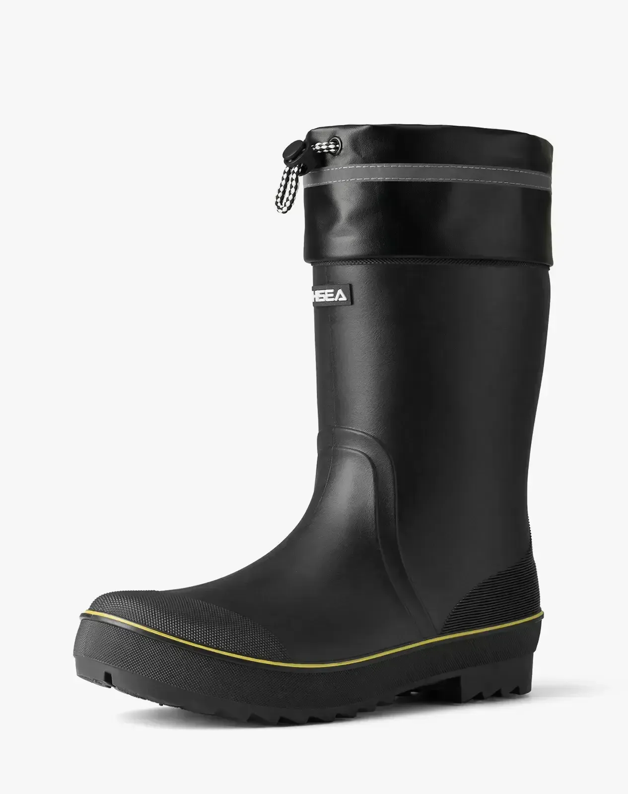 Yellow Men's Rubber Mid Calf Rain Boots with Adjustable Closure for XSX90CP image 2