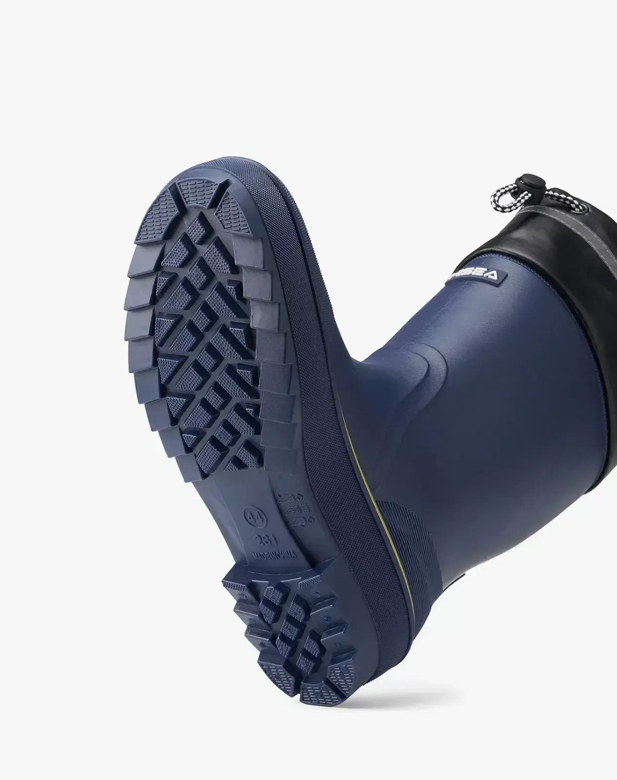 Navy Men's Rubber Mid Calf Rain Boots with Adjustable Closure for XSX90CP image 3