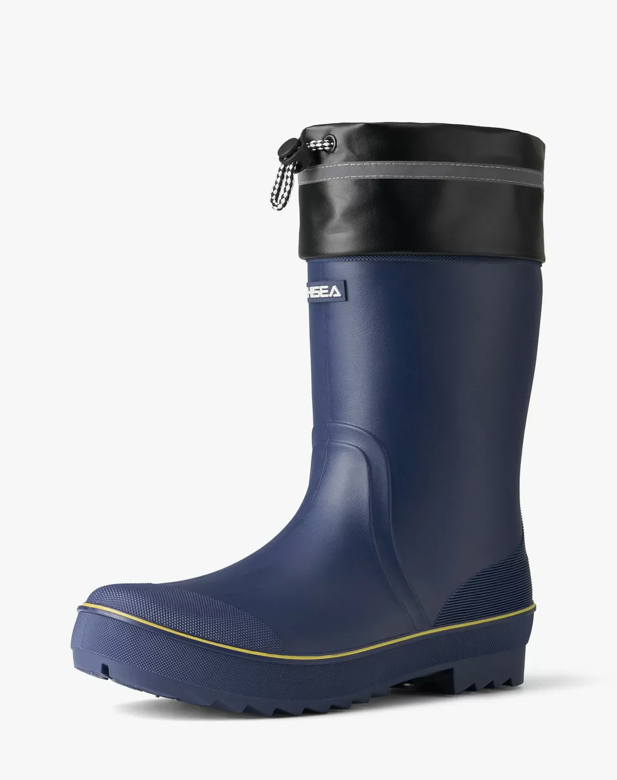 Navy Men's Rubber Mid Calf Rain Boots with Adjustable Closure for XSX90CP image 2
