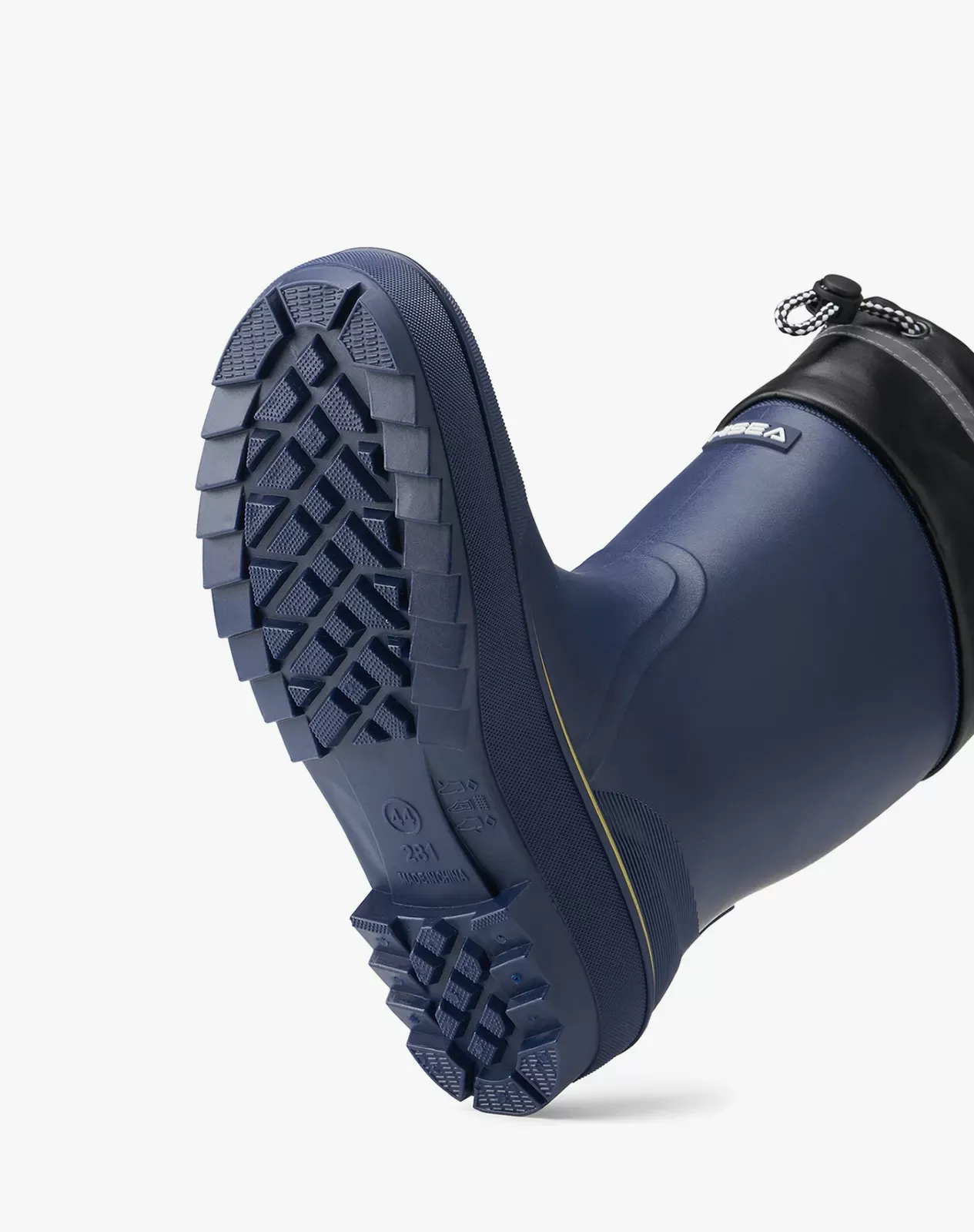 Navy Men's Rubber Mid Calf Rain Boots with Adjustable Closure for XSX90CP image 3