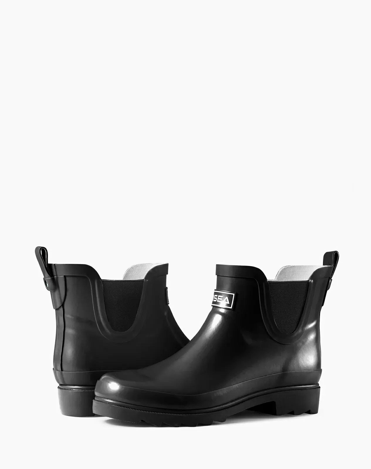 Black Women's Chelsa Rubber Ankle Rain Boots for XSX94WCP image 4