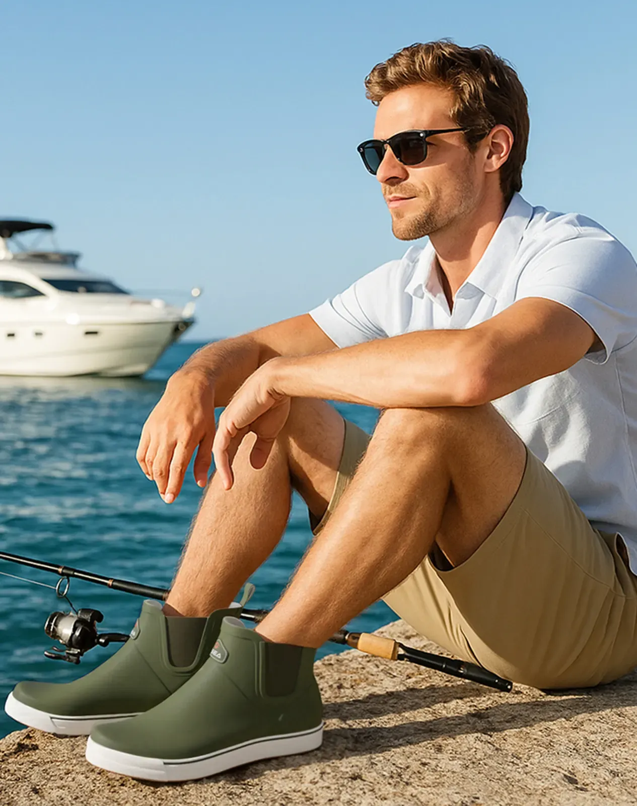 Green Men's Waterproof Rubber Deck Boots for XSX99CP image 6