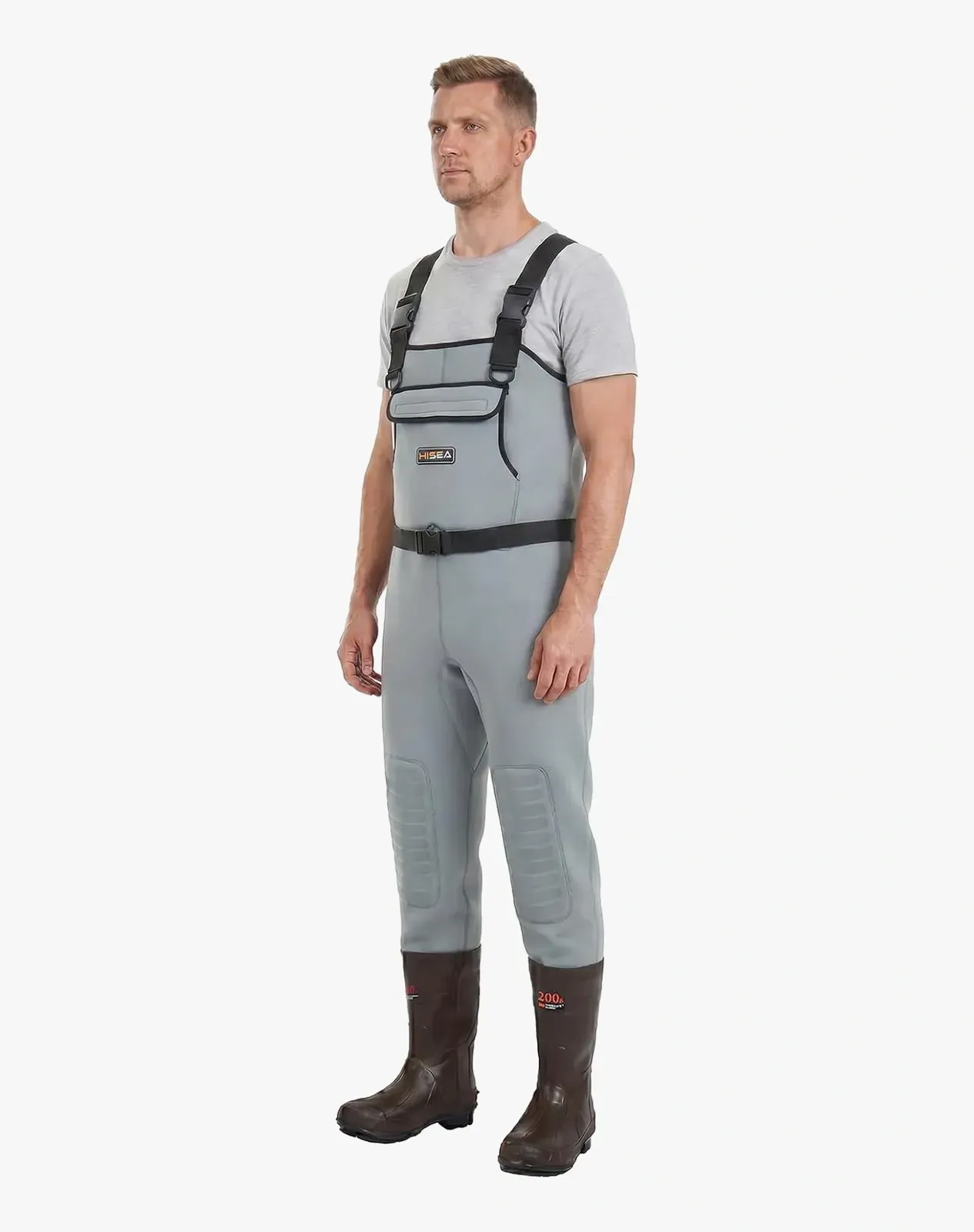 Grey Neoprene Fishing Chest Waders for XSY03ACP image 2