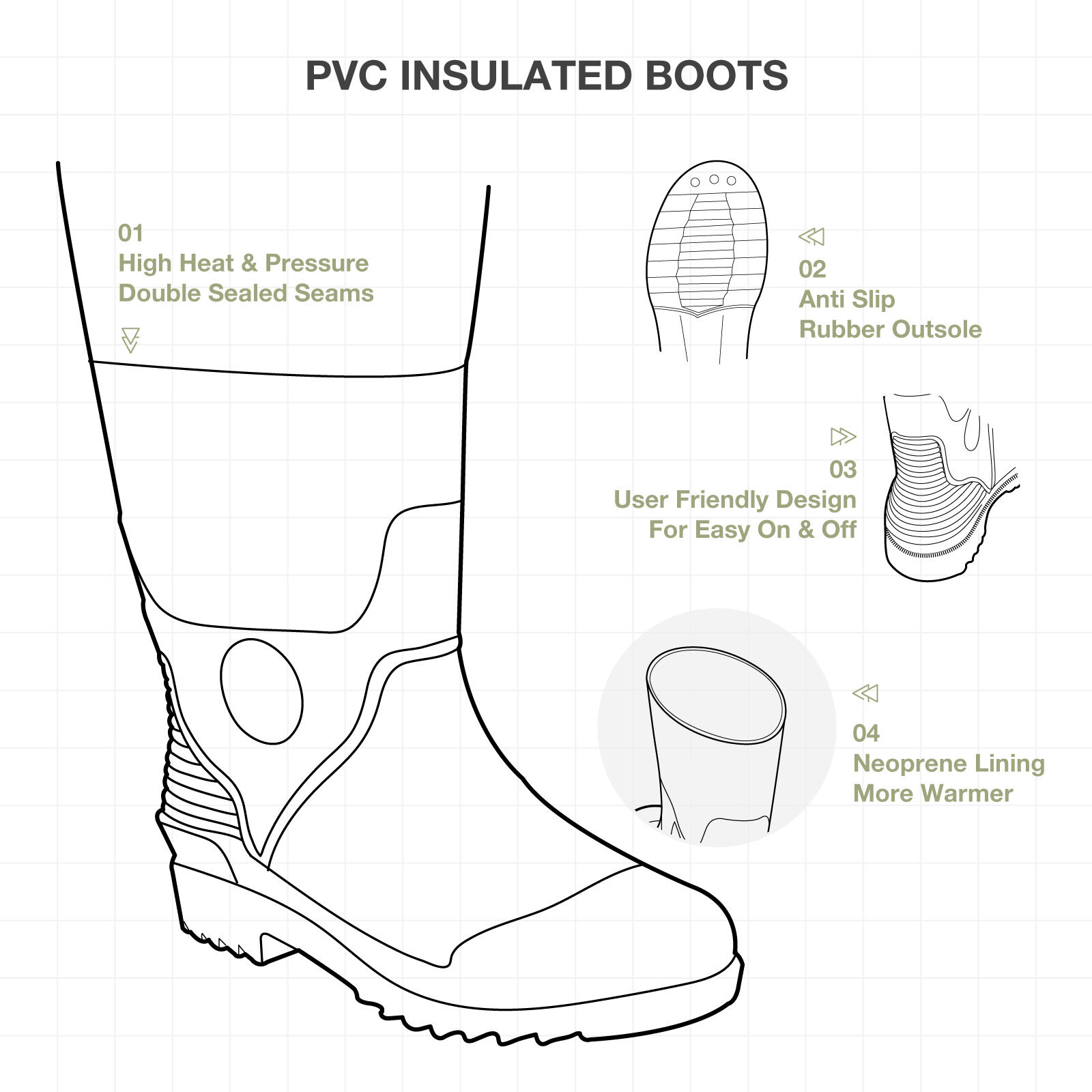 Black 200 Gram Neoprene Hunting Waders for XSY08ACP image 6