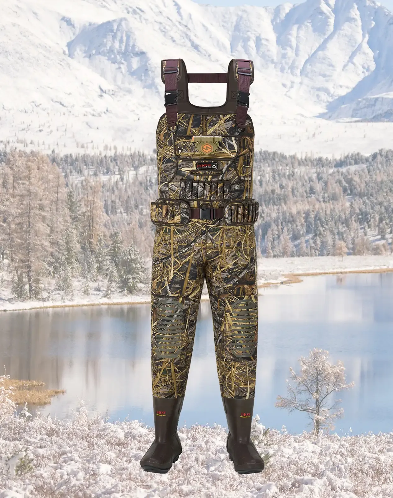 Camouflage 5.5mm Insulated Neoprene Waders with Front Light for XSY47ACP image 4