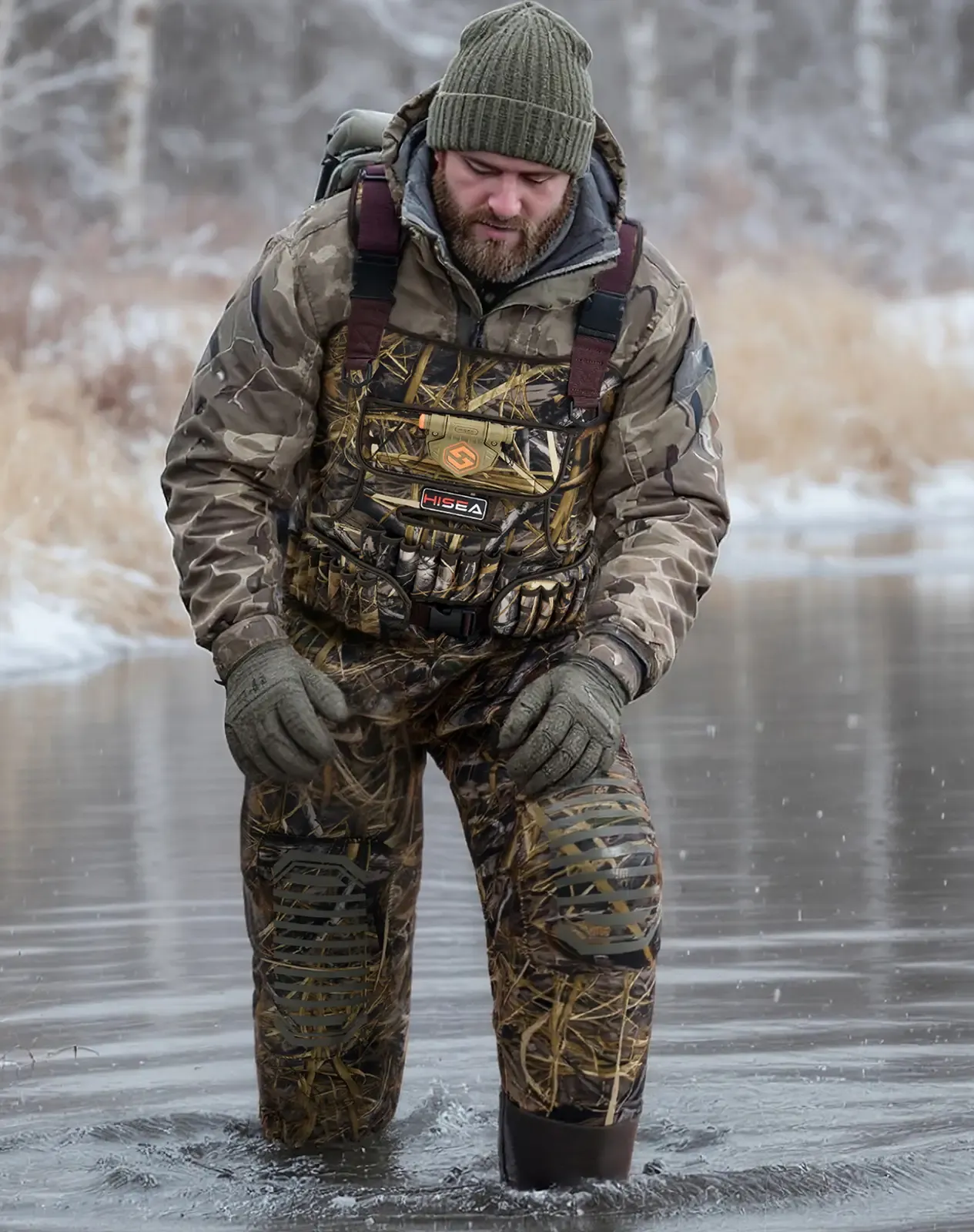 Camouflage 5.5mm Insulated Neoprene Waders with Front Light for XSY47ACP image 6