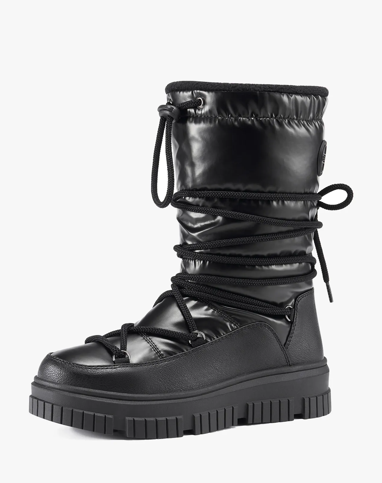 Women’s Waterproof Calf-High PU Snow Boots With Wrap Laces for XZ113WCP image 2