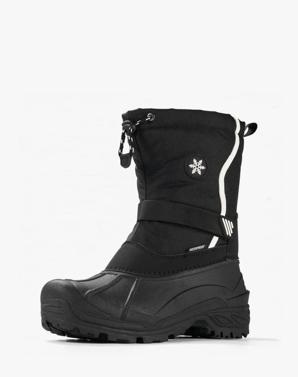 Black Men’s Canvas Duck Boots With Fur-Lined Strap Closure for XZ154CP image 2