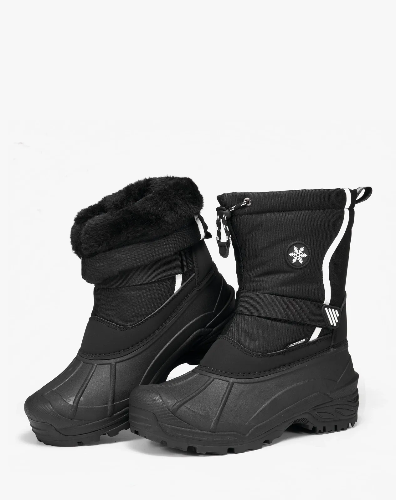 Black Men’s Canvas Duck Boots With Fur-Lined Strap Closure for XZ154CP image 5