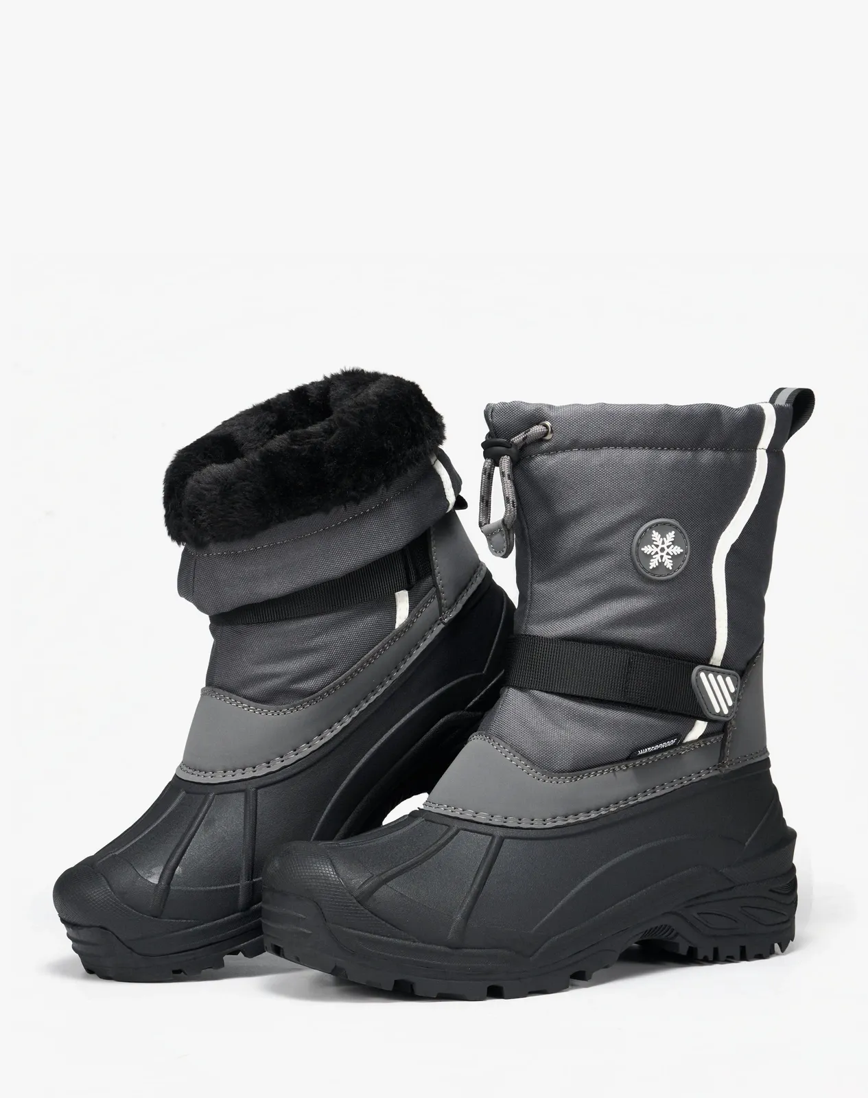 Grey Men’s Canvas Duck Boots With Fur-Lined Strap Closure for XZ154CP image 5