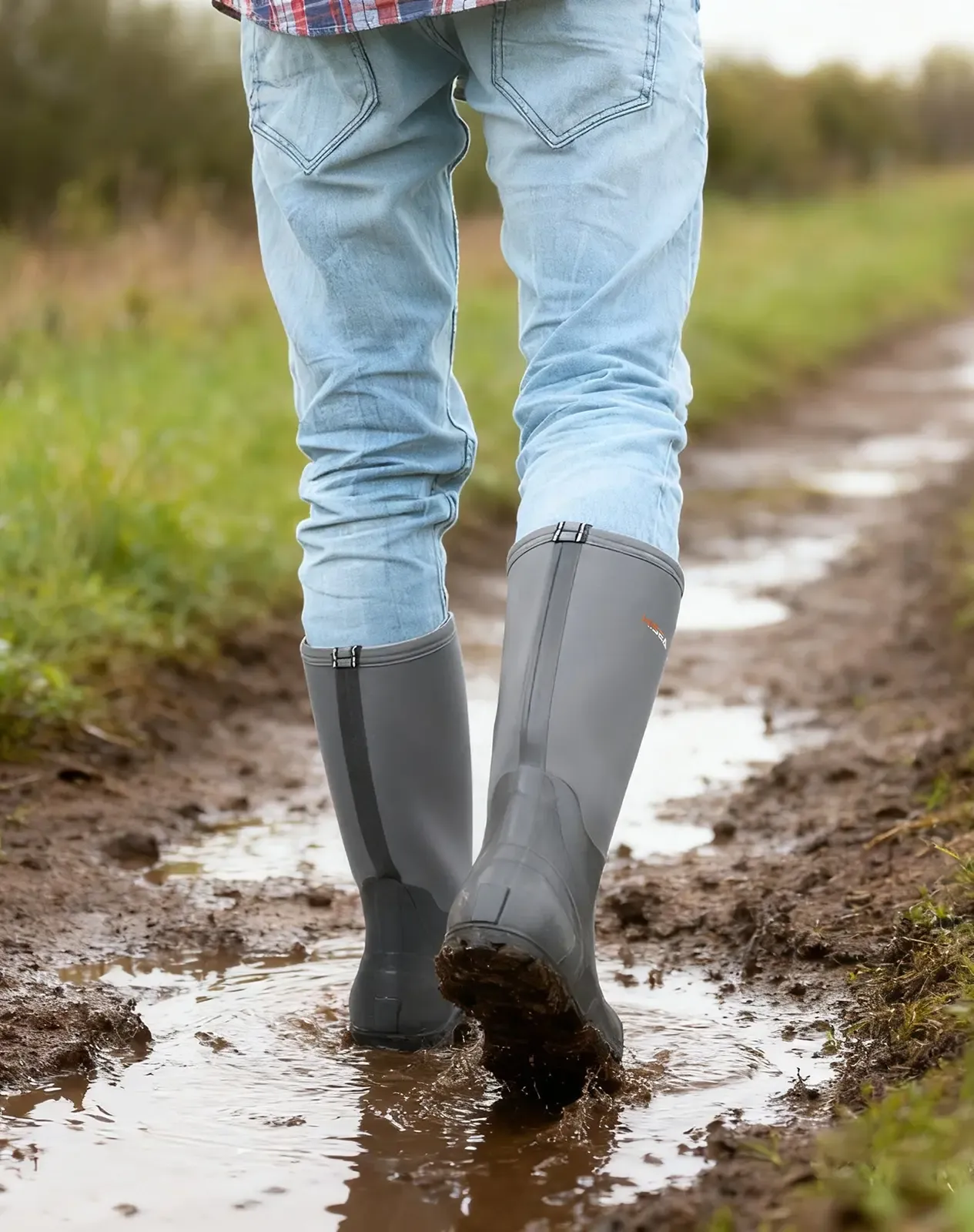 Grey Men's Mid-Calf Rain Boots for XSX11CP image 6