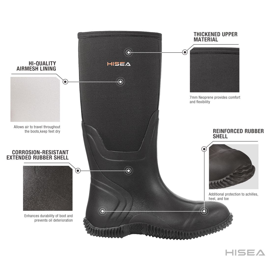 AquaX Men's Rain Boots, Outdoor Casual Boots