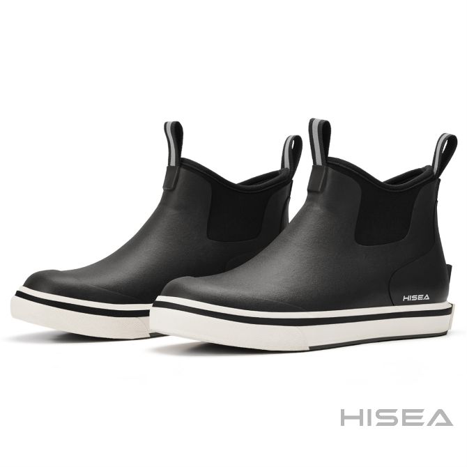 HISEA Men Fishing Deck Boots Mid-Calf Waterproof Non-Slip Mud Garden Rain  Boots