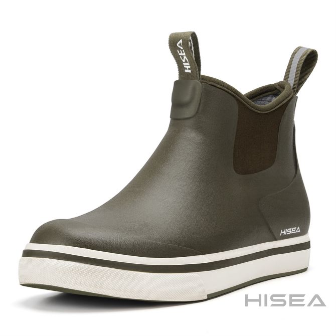 Men's Ankle Deck Boots Olive Green 11 Hisea
