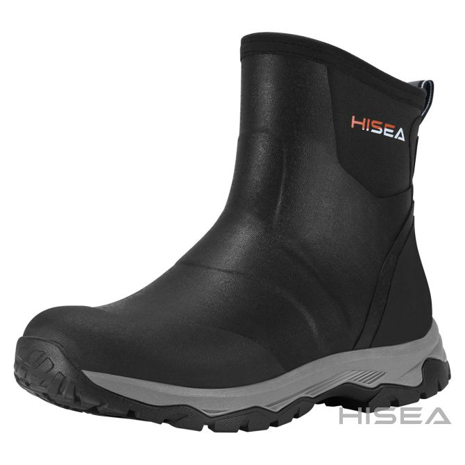 Men's Excursion Pro Ankle Rubber Boots Neoprene Insluated Hunting Boots Black M7 Hisea