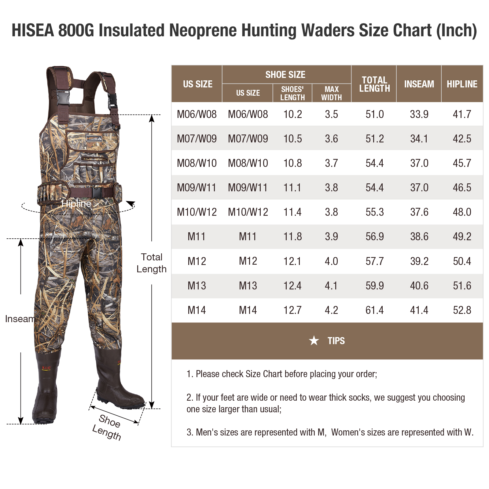 800 Gram Insulated Neoprene Hunting Waders | HISEA