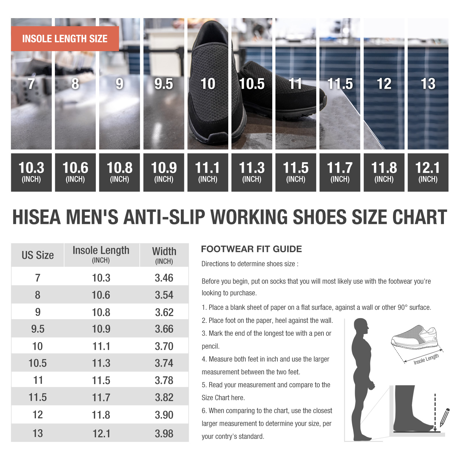 Men's Non Slip Food Service Shoes HISEA